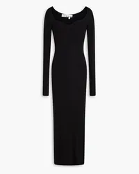 ROTATE Birger Christensen Ribbed-knit midi dress - Black Black