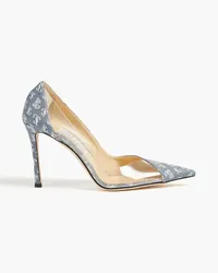 Jimmy Choo Embroidered denim and PVC pumps - Blue Blue