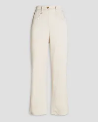 Brunello Cucinelli Bead-embellished crepe-satin wide-leg pants - White White