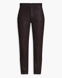 Paige Mayslie waxed mid-rise slim-leg jeans - Burgundy Burgundy