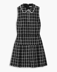 Alice + Olivia Alice Olivia - Ellis faux pearl-embellished metallic bouclé-tweed mini dress - Black Black