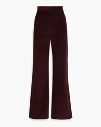 Victoria Beckham Alina embroidered cotton-corduroy straight-leg pants - Burgundy Burgundy