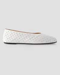 Magda Butrym Crystal-embellished satin ballet flats - White White