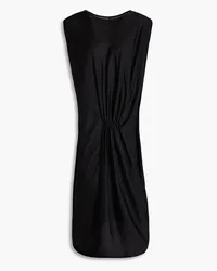 Maison Margiela Draped gathered satin-jersey midi dress - Black Black