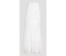 Swiss dot-paneled broderie anglaise cotton maxi skirt - White