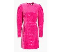 Open-back embellished cotton-velvet mini dress - Pink