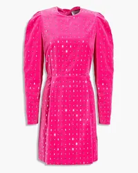 Valentino Garavani Open-back embellished cotton-velvet mini dress - Pink Pink