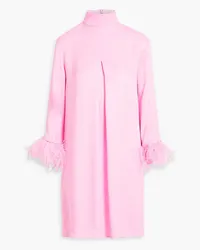 SLEEPER Party feather-trimmed crepe de chine mini dress - Pink Pink