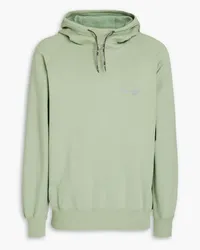 and wander Embroidered French cotton-blend terry hoodie - Green Green