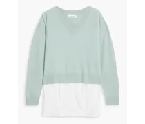 Cashmere and cotton-poplin sweater - Green