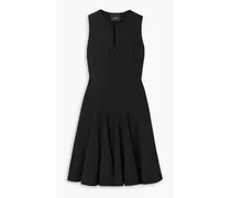 Paneled wool-blend mini dress - Black