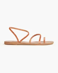 Ancient Greek Sandals Aplie bead-embellished leather sandals - Orange Orange