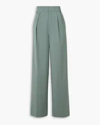 tibi Fundamentals Stella pleated grain de poudre wide-leg pants - Green Green