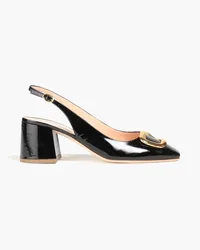 Rupert Sanderson Embellished patent-leather slingback pumps - Black Black