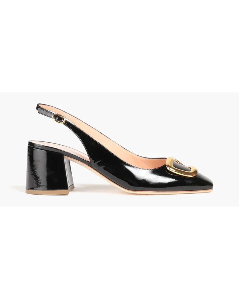 Rupert Sanderson Embellished patent-leather slingback pumps - Black Black