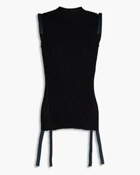 Dion Lee Lace-up ribbed cotton-blend tank - Black Black