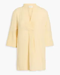 By Malene Birger Flayia pleated washed-silk top - Yellow Yellow