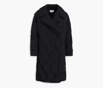 Oversized double-breasted quilted shell coat - Black