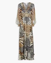 Camilla Embellished printed silk crepe de chine maxi dress - Animal print Animal