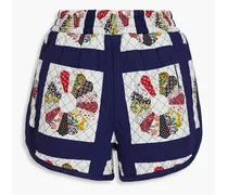 Quilted printed cotton shorts - Blue