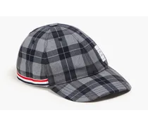 Checked wool-blend twill cap - Gray