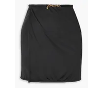 Embellished stretch-satin mini wrap skirt - Black