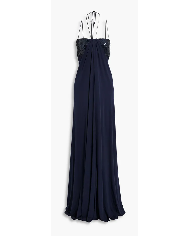 Halston Del cutout sequined jersey jumpsuit - Blue Blue