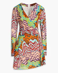 Missoni Wrap-effect printed crochet-knit mini dress - Multicolor Multicolor