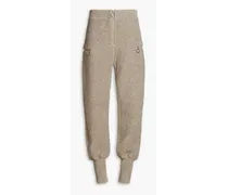 Wool-blend bouclé tapered pants - Neutral