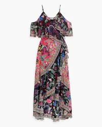 Camilla Asymmetric embellished silk crepe de chine maxi wrap dress - Pink Pink