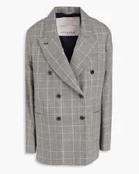 Giuliva Heritage Collection Cornelia double-breasted Prince of Wales checked merino wool blazer - Gray Gray