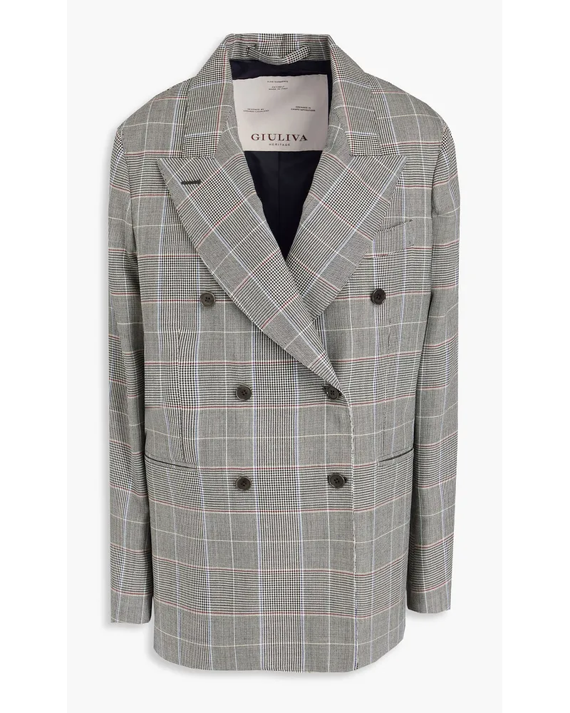 Giuliva Heritage Collection Cornelia double-breasted Prince of Wales checked merino wool blazer - Gray Gray