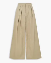 Brandon Maxwell Hudson pleated cotton-twill wide-leg pants - Neutral Neutral