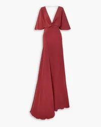 Cortana Martina open-back draped satin maxi wrap dress - Red Red