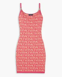 Versace Embellished jacquard-knit cotton-blend mini dress - Pink Pink