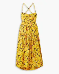 A.L.C. Arit tiered open-back printed cotton-poplin midi dress - Yellow Yellow