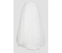 Delphi satin-trimmed tulle maxi skirt - White