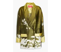 Climene floral-print silk-satin blazer - Green