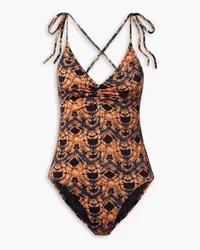 Ulla Johnson Dali ruched printed swimsuit - Orange Orange