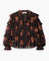 Ulla Johnson Miray ruffled floral-print silk-georgette blouse - Black Black