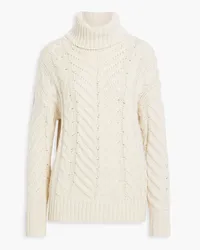 Zimmermann Cable-knit merino wool and cashmere-blend turtleneck sweater - White White