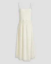 Vince Organza-paneled ribbed TENCEL™-blend midi dress - White White