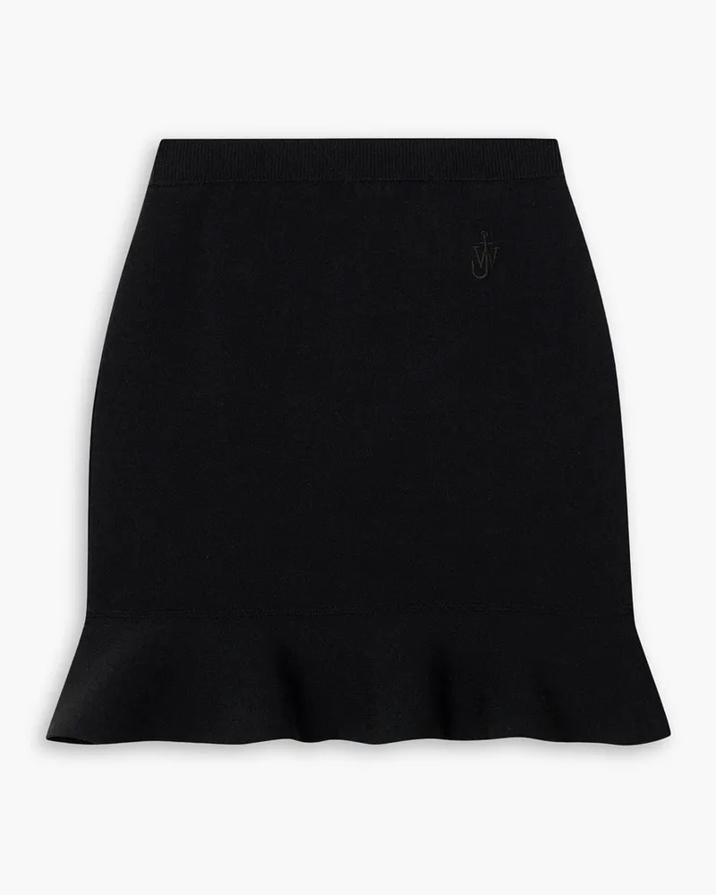 J.W.Anderson Ruffled embroidered stretch-knit mini skirt - Black Black