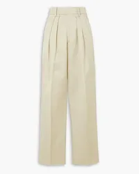 Fortela Janet pleated cotton and linen-blend twill straight-leg pants - Neutral Neutral