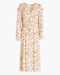 ba&sh Candice wrap-effect printed crepe de chine midi dress - White White