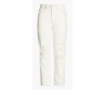 Le Original distressed high-rise tapered jeans - White