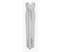 Strapless draped satin-crepe gown - Metallic