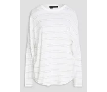 Slub striped cotton-jersey sweater - White
