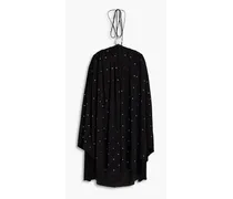 Embellished stretch-jersey mini dress - Black
