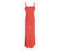 Printed jacquard midi dress - Red